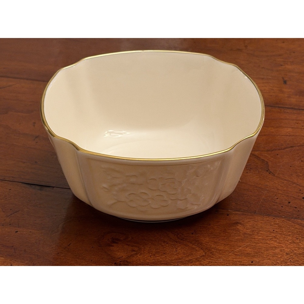 Vintage Lenox Arcadia Collection Ivory Porcelain Candy Dish Bowl 24K Gold Trim